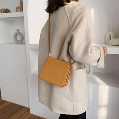 Shoulder Bags Women PU Vintage High Street Solid OL Retro Shopping Flap-bag