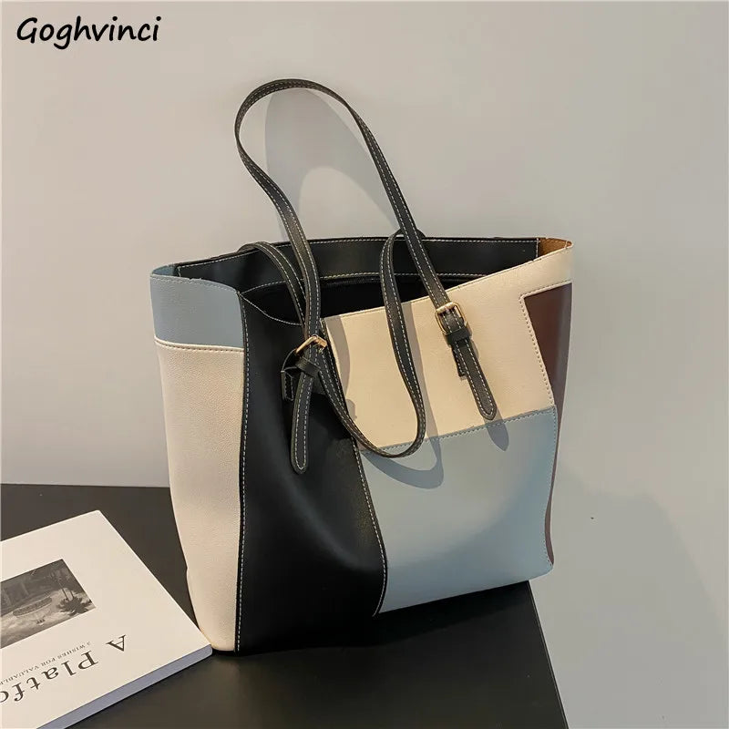 Shoulder Bags Women Panelled Underarm Office Ladies Large Capacity Totes
