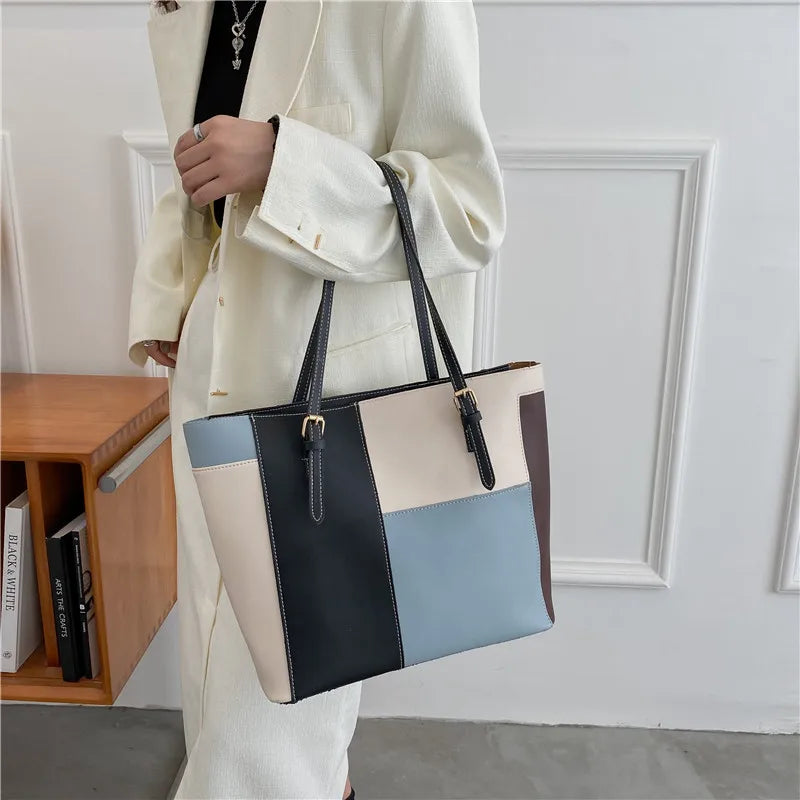 Shoulder Bags Women Panelled Underarm Office Ladies Large Capacity Totes