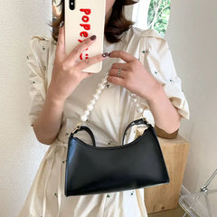 Shoulder Bags Women Pearls Underarm Bag PU Korean-style Sweet Ladies Handbags