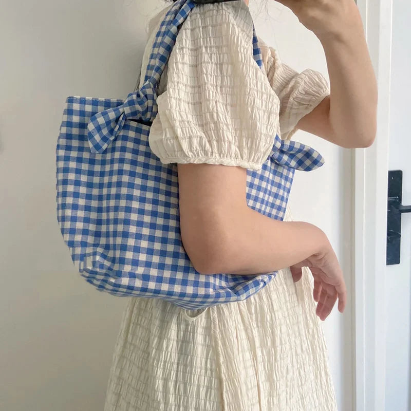 Women Plaid Shoulder Bag Large Capacity Casual Handbag All-match Style