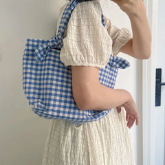 Women Plaid Shoulder Bag Large Capacity Casual Handbag All-match Style