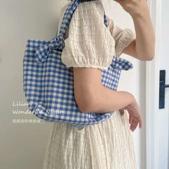 Women Plaid Shoulder Bag Large Capacity Casual Handbag All-match Style
