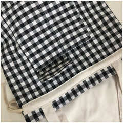 Plaid Canvas Shoulder Bag for Women Eco-friendly Lunch Bag