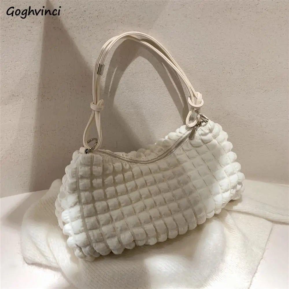 Plaid Shoulder Bag Women Soft Casual Cotton Underarm Handbag