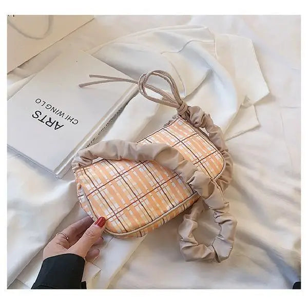 Shoulder Bags Women Plaid Underarm Female Vintage Handbags All-match