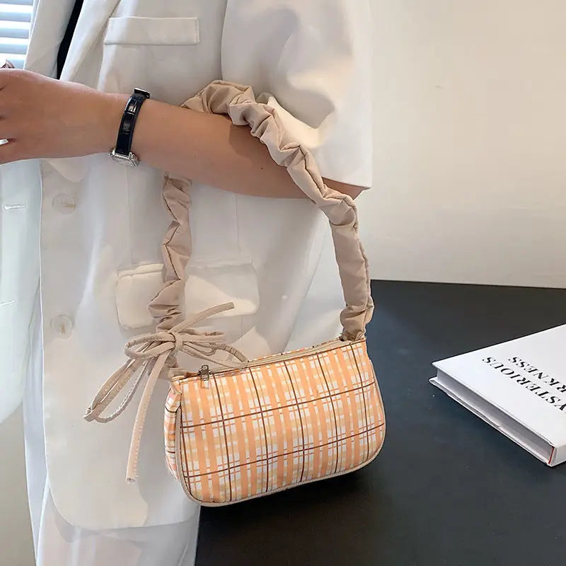 Shoulder Bags Women Plaid Underarm Female Vintage Handbags All-match