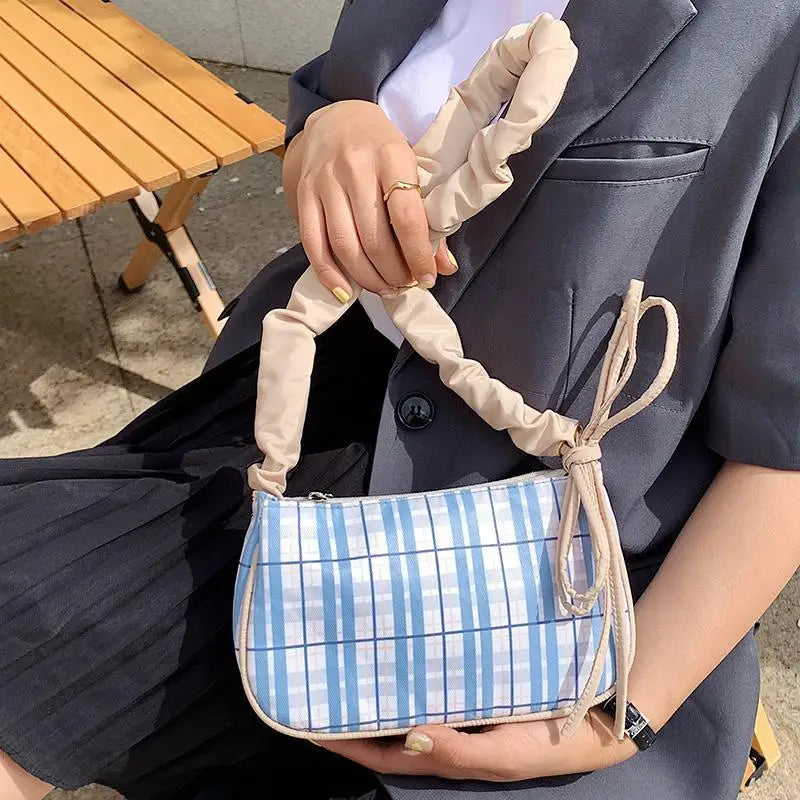 Shoulder Bags Women Plaid Underarm Female Vintage Handbags All-match