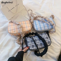 Shoulder Bags Women Plaid Underarm Female Vintage Handbags All-match