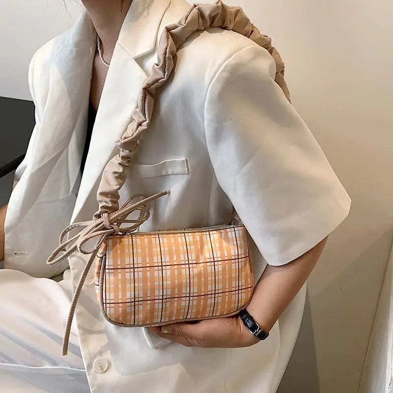 Shoulder Bags Women Plaid Underarm Female Vintage Handbags All-match