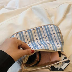 Shoulder Bags Women Plaid Underarm Female Vintage Handbags All-match