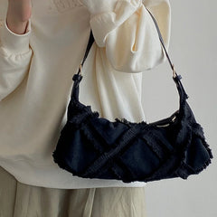 Shoulder Bag Women Canvas Tassel Straps Handbag