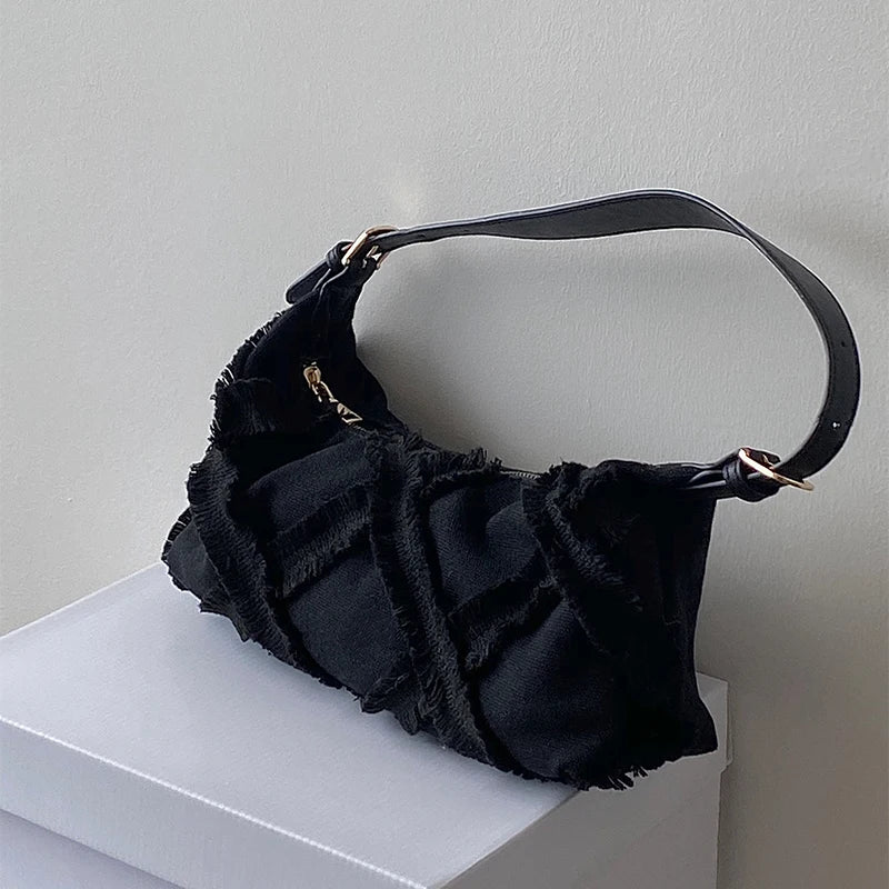 Shoulder Bag Women Canvas Tassel Straps Handbag