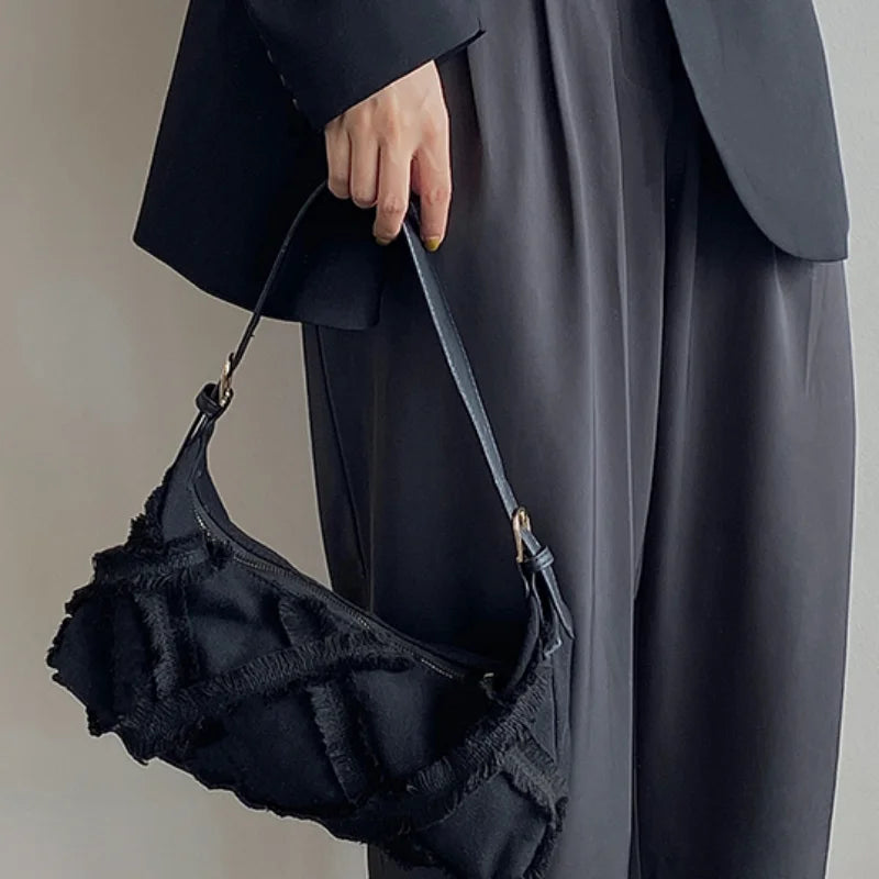 Shoulder Bag Women Canvas Tassel Straps Handbag