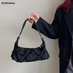 Shoulder Bag Women Canvas Tassel Straps Handbag