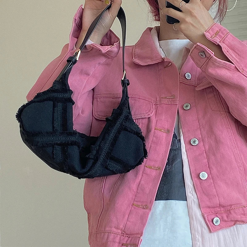 Shoulder Bag Women Canvas Tassel Straps Handbag