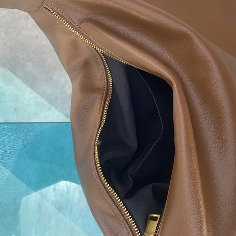 Shoulder Bags Women Retro PU Leather Soft Large Capacity Casual Totes Zipper