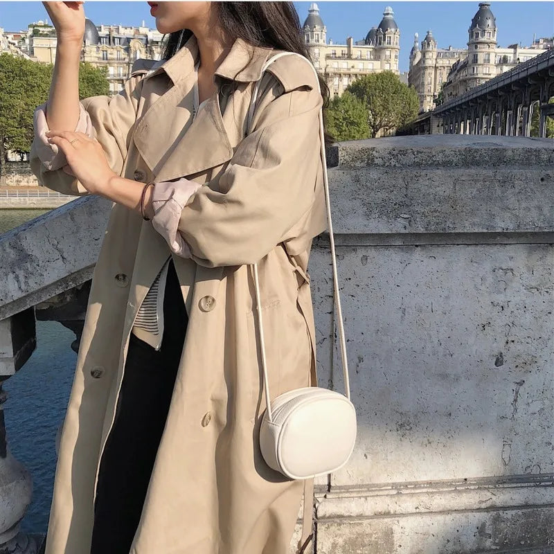 Round PU Leather Shoulder Bag Mini Cross-body Solid Color