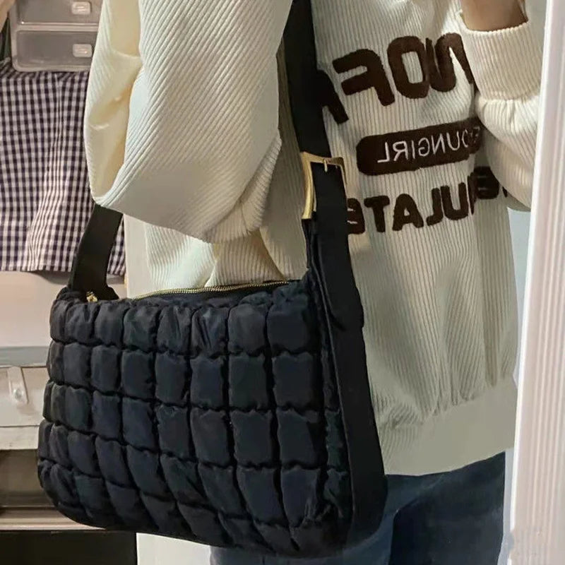 Shoulder Bags Women Soft Large Capacity Plaid Casual Daily All-match