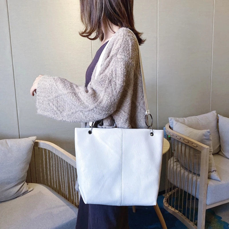 Shoulder Bags Women Soft PU Leather Casual Totes Big Capacity Cross-body