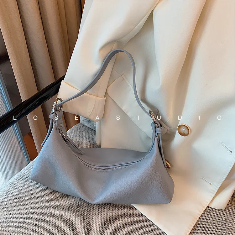 Women Soft PU Leather Shoulder Bag Zipper Underarm OL Handbag