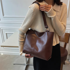 Shoulder Bags Women Solid Texture PU Leather Large Capacity Handbags
