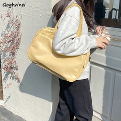Shoulder Bags Women Solid Large Capacity College Book Bag Sweet Zipper