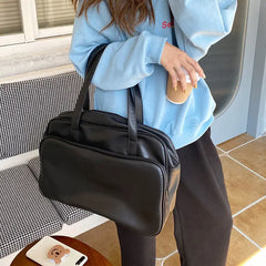 Shoulder Bags Women Solid Large Capacity College Book Bag Sweet Zipper