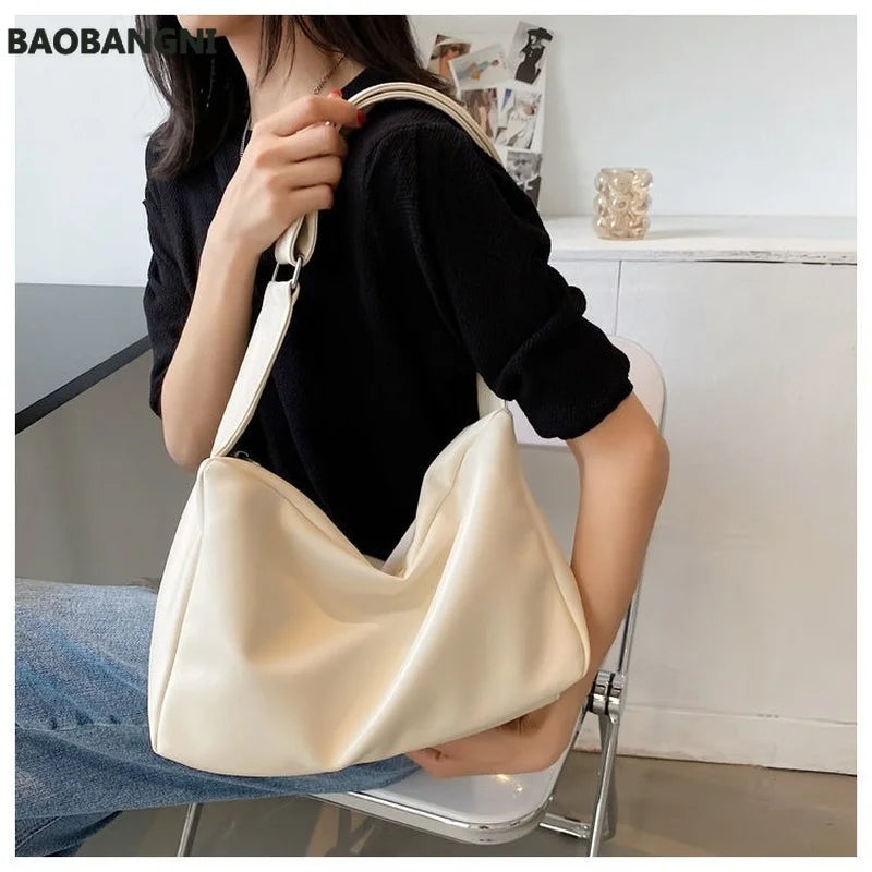 Women's PU Leather Shoulder Bag Large Capacity Satchel