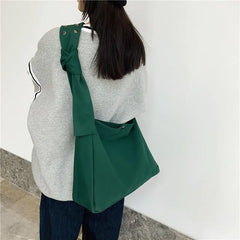 Canvas Shoulder Bag Large Capacity Brief Style Crossbody All-match