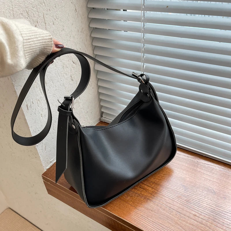 Shoulder Bags Women Retro Zipper Texture Tote PU Leather Cross-body