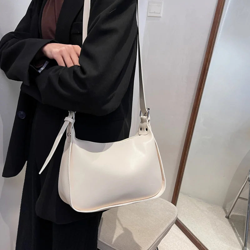 Shoulder Bags Women Retro Zipper Texture Tote PU Leather Cross-body