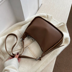 Shoulder Bags Women Retro Zipper Texture Tote PU Leather Cross-body