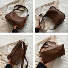 Shoulder Bags Women Retro Zipper Texture Tote PU Leather Cross-body