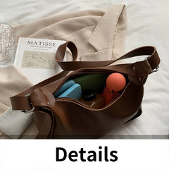 Shoulder Bags Women Retro Zipper Texture Tote PU Leather Cross-body