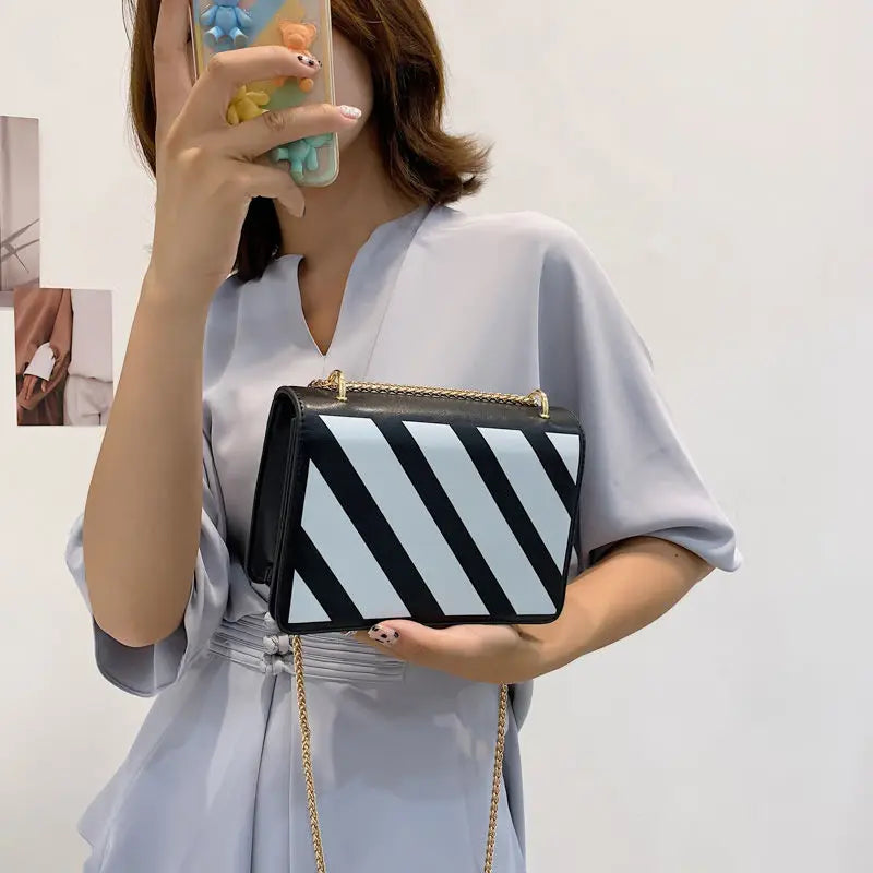 Shoulder Bags Women Striped PU Leather Crossbody All-match Underarm Ladies Porta