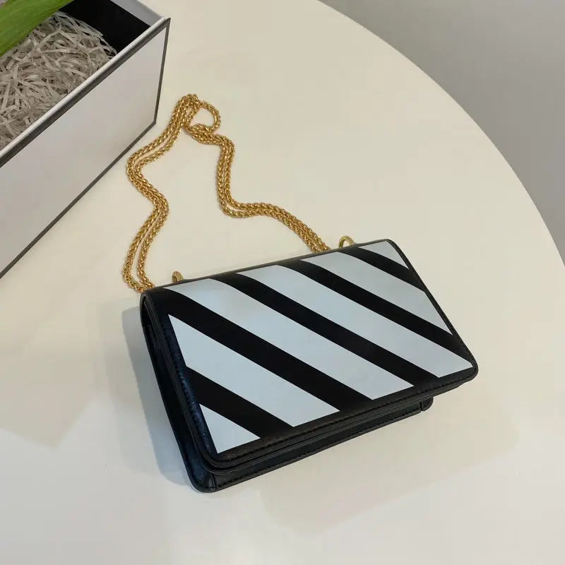 Shoulder Bags Women Striped PU Leather Crossbody All-match Underarm Ladies Porta