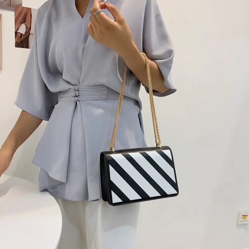 Shoulder Bags Women Striped PU Leather Crossbody All-match Underarm Ladies Porta