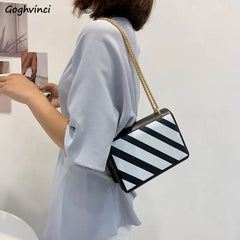 Shoulder Bags Women Striped PU Leather Crossbody All-match Underarm Ladies Porta