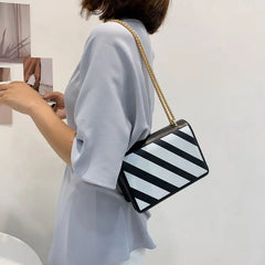 Shoulder Bags Women Striped PU Leather Crossbody All-match Underarm Ladies Porta