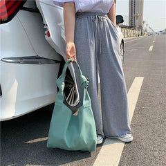 Waterproof Shoulder Bag Women Tie Oxford Pouch Large Capacity Handbag