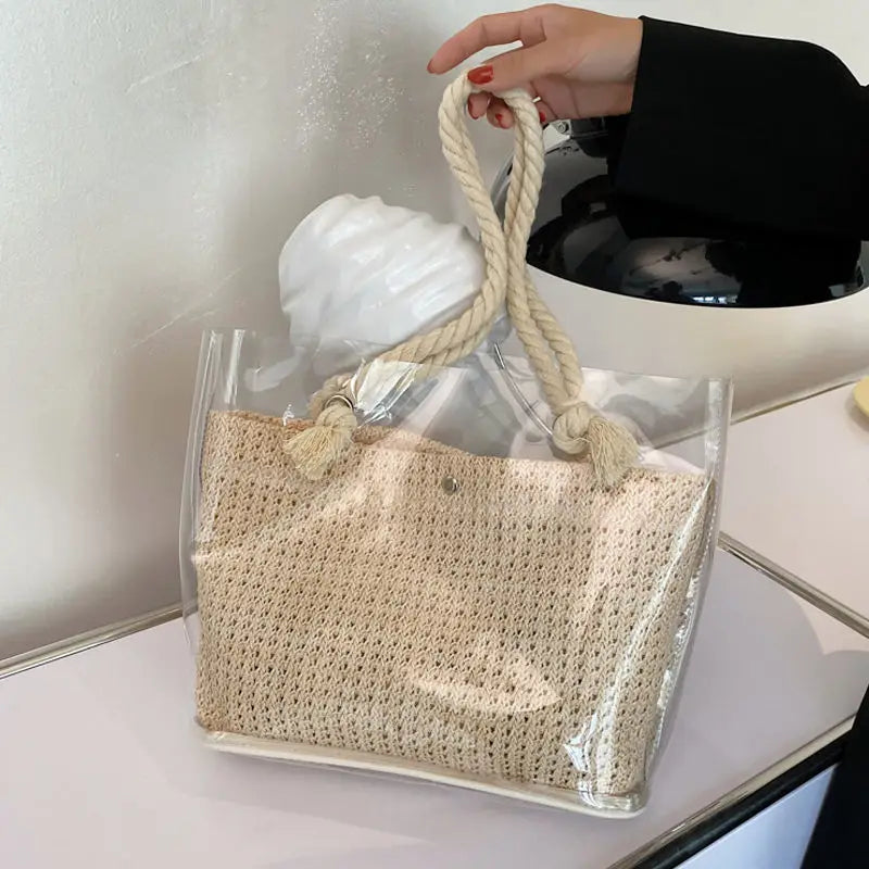 Shoulder Bags Women Summer Woven Underarm PVC Jelly Bag Big Capacity