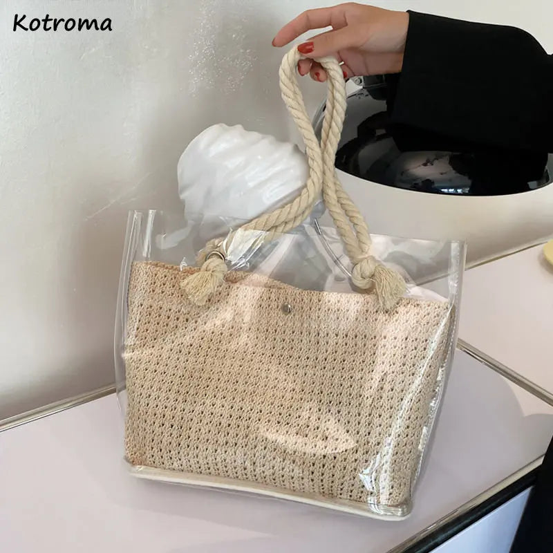 Shoulder Bags Women Summer Woven Underarm PVC Jelly Bag Big Capacity
