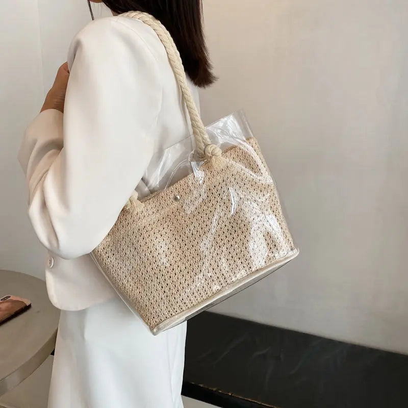 Shoulder Bags Women Summer Woven Underarm PVC Jelly Bag Big Capacity