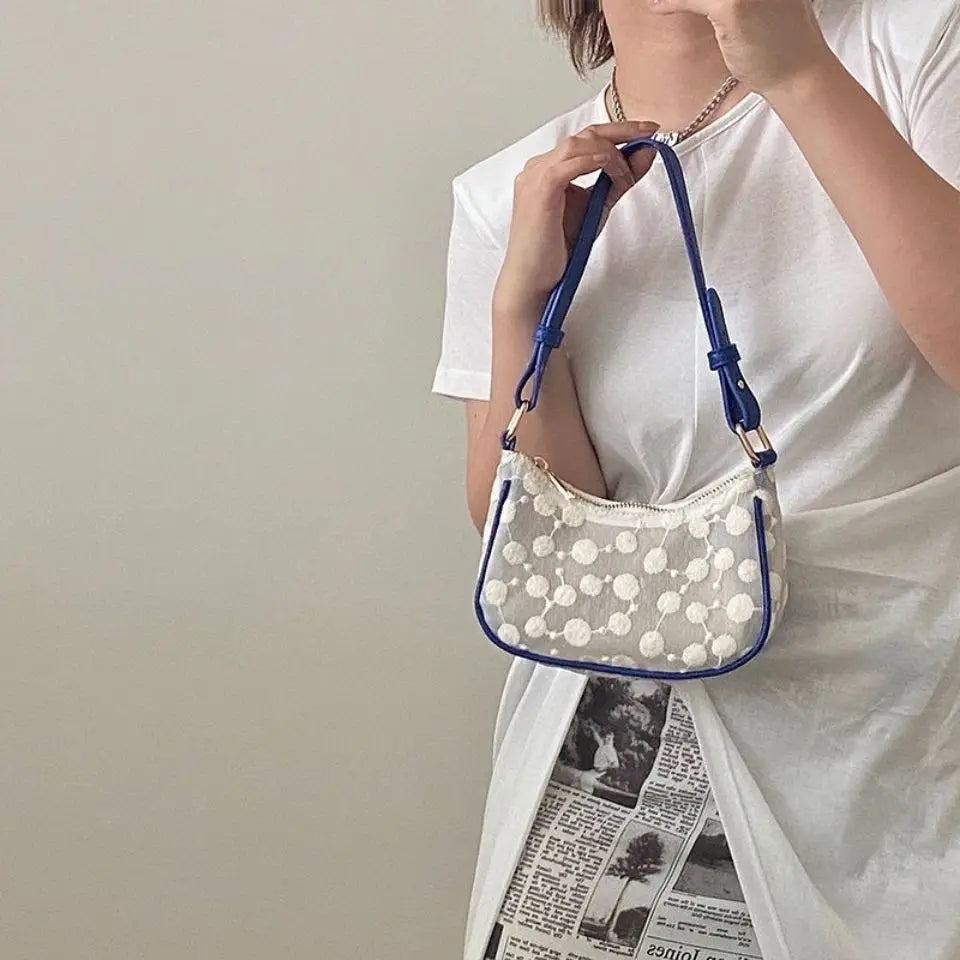 Shoulder Bags Women Transparent Zipper Underarm Floral Print All-match