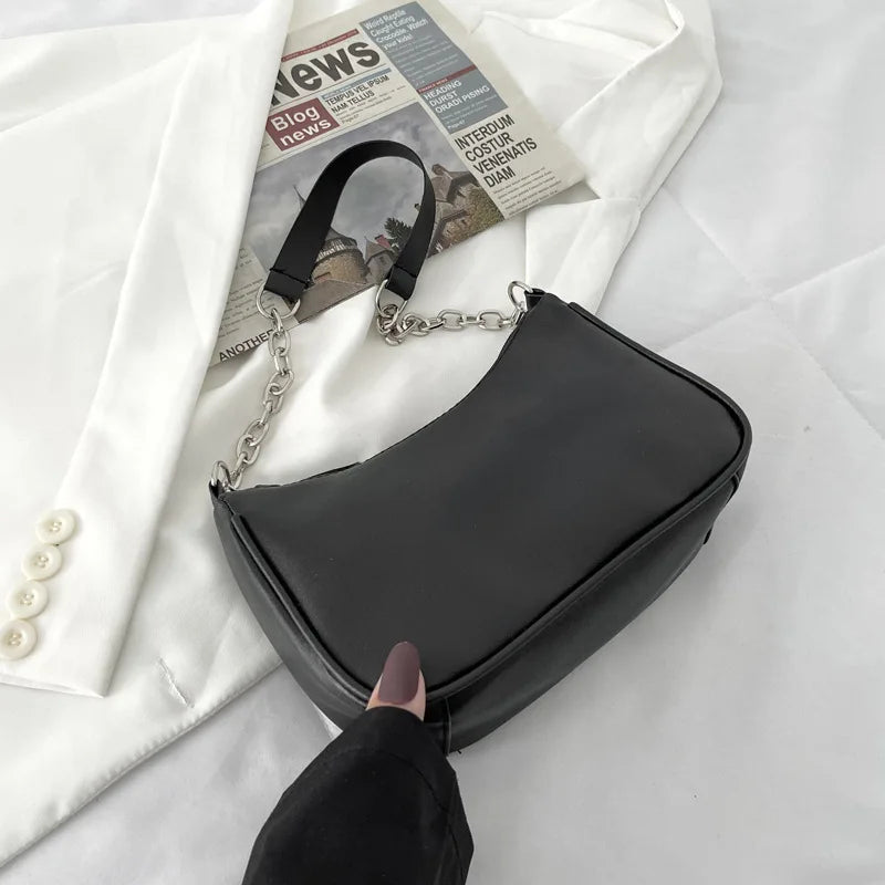 Shoulder Bags Women Underarm Chain Bag PU Candy Colors Zipper Summer Students
