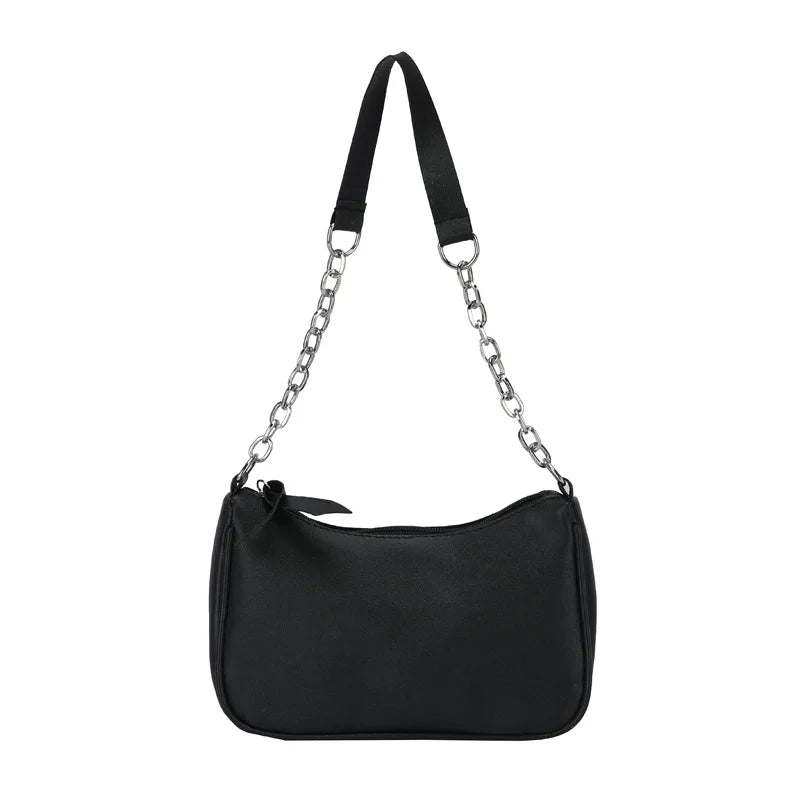 Shoulder Bags Women Underarm Chain Bag PU Candy Colors Zipper Summer Students