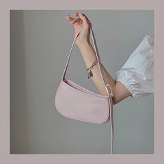 Underarm Shoulder Bag Women PU Leather Stylish Soft Zipper Little OL Sweet