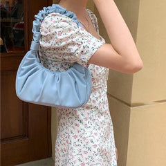 Shoulder Bags Women Underarm Texture Office Ladies Hasp Pleated Cloud Bag Handba
