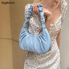 Shoulder Bags Women Underarm Texture Office Ladies Hasp Pleated Cloud Bag Handba